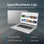 Samsung 4+ Chromebook Laptop, 15.6" FHD LED Display, Intel Celeron N4000, 4GB RAM, 64GB eMMC, HD Webcam, Wi-Fi 5, Bluetooth, Chrome OS, Platinum...